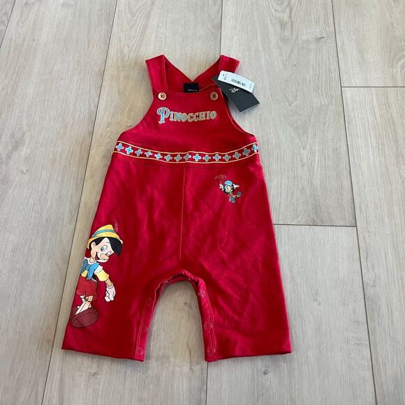 Disney Pinocchio Jiminy Cricket & Pinocchio Overall Infant One-Piece size 12 mon - Picture 1 of 4